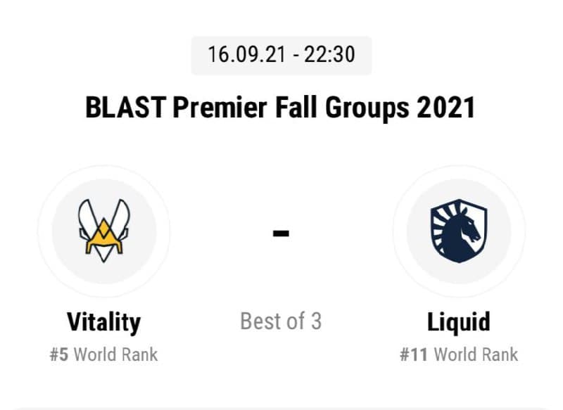 Counter-Strike. BLAST Premier. Vitality — Liquid. Прогноз: Победа 1