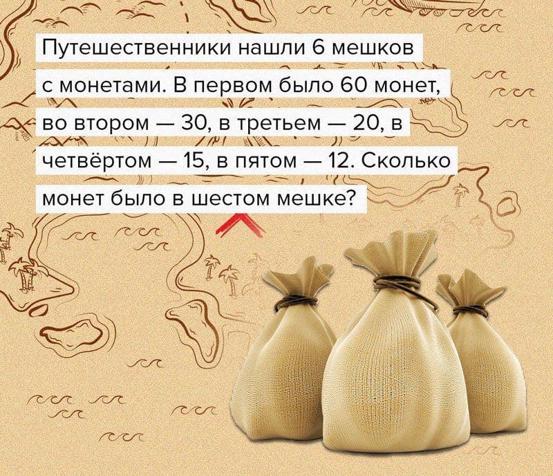 Сколько было монет в шестом мешке? - Загадка!
