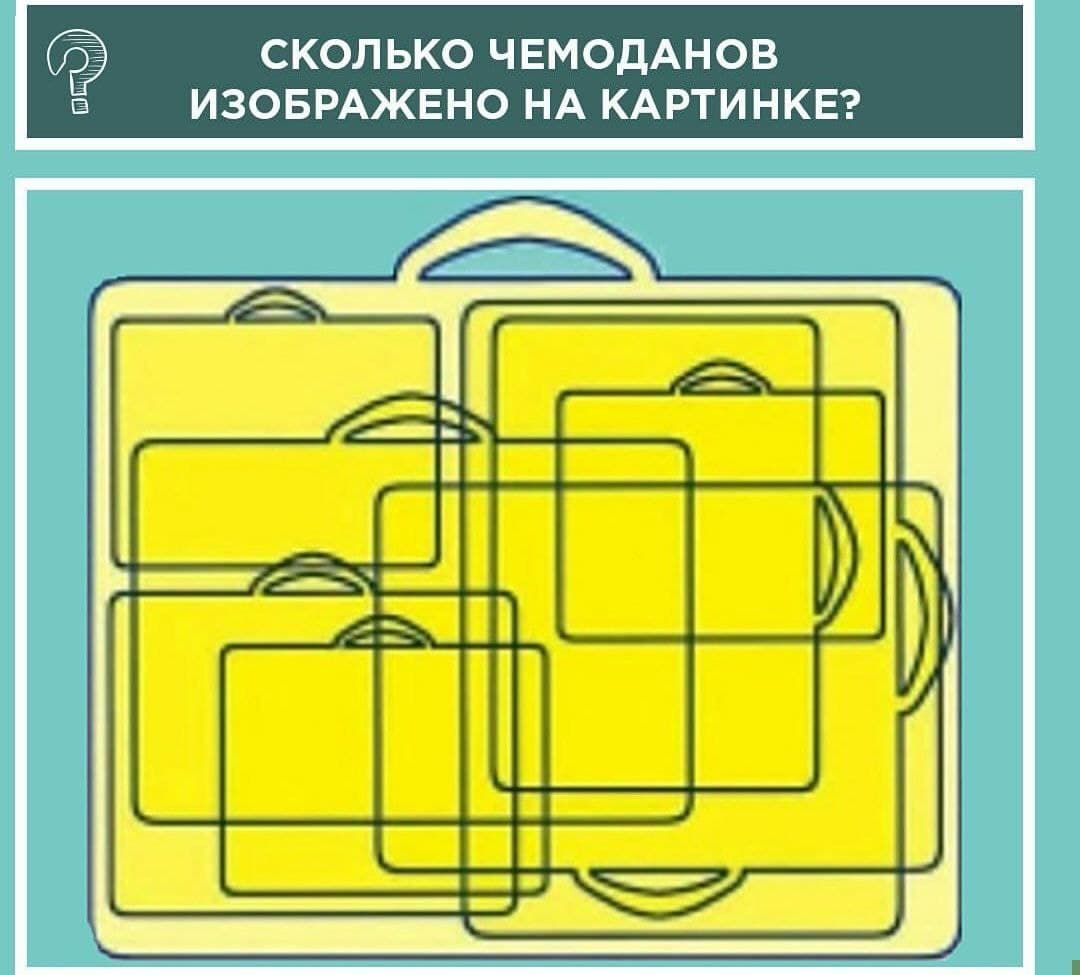 Сколько чемоданов изображено на картинке? - Загадка!