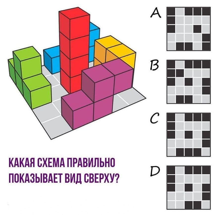 Какая схема правильно показывает вид сверху? - Загадка!