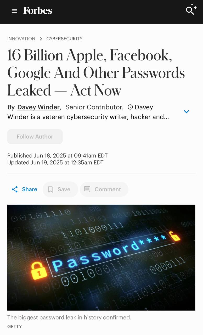 Шок: в сеть слили 16 МИЛЛИАРДОВ паролей от Apple, Google, GitHub и Telegram и других сервисов
