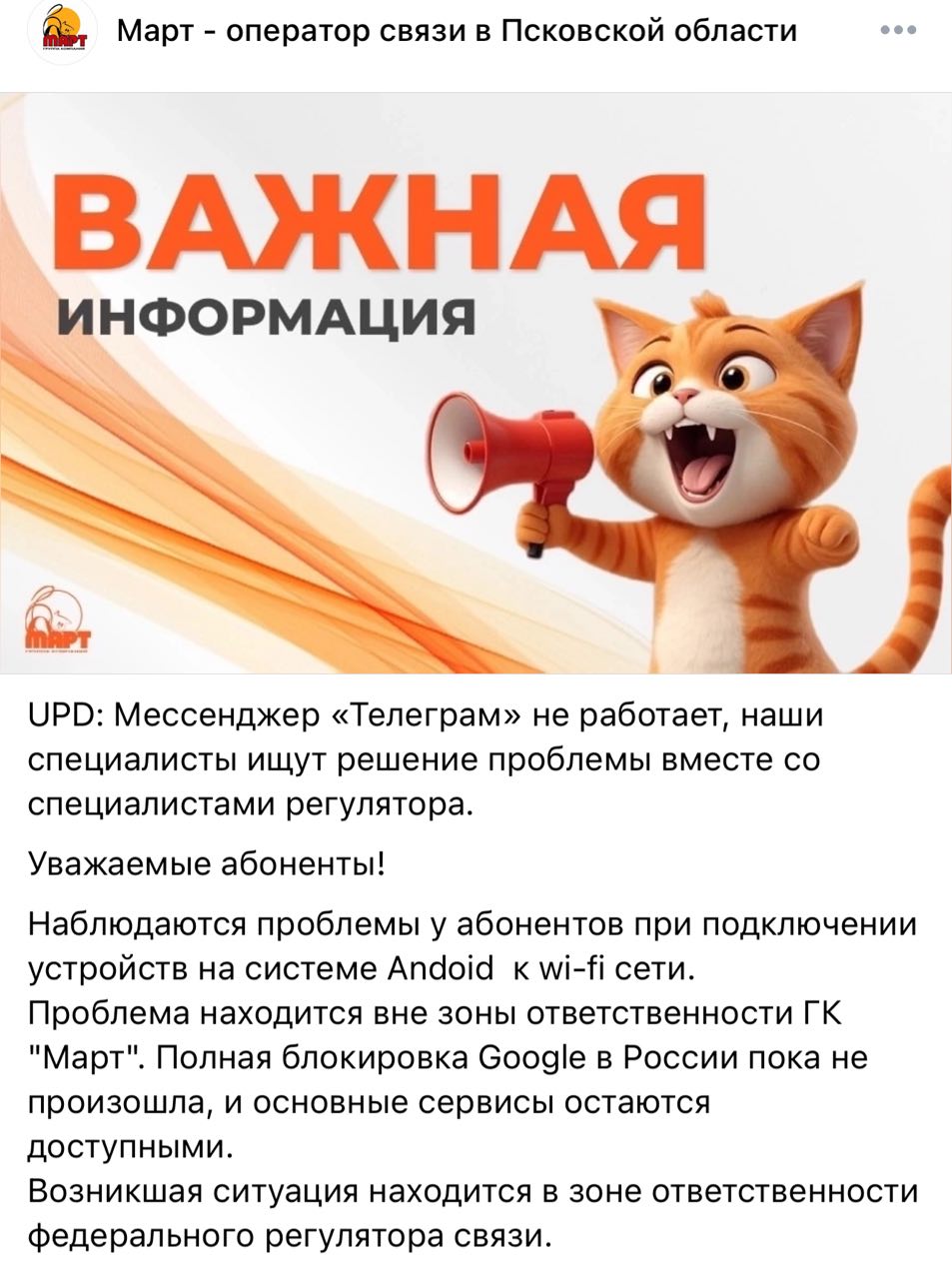 Steam и Telegram заблокированы в Псковской области