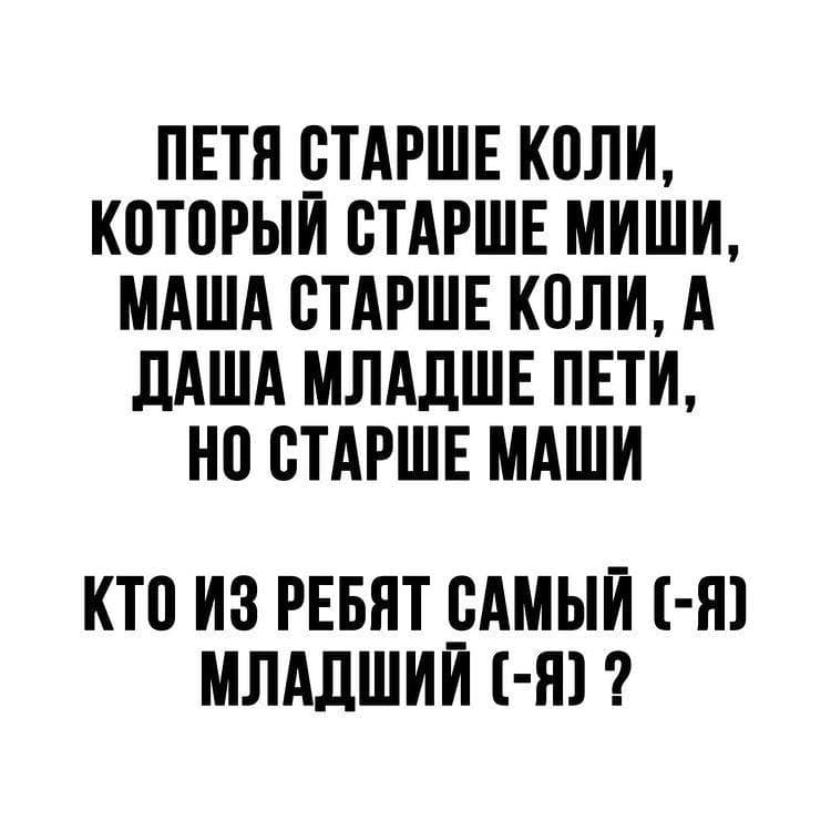 Петя старше Коли - Загадка!