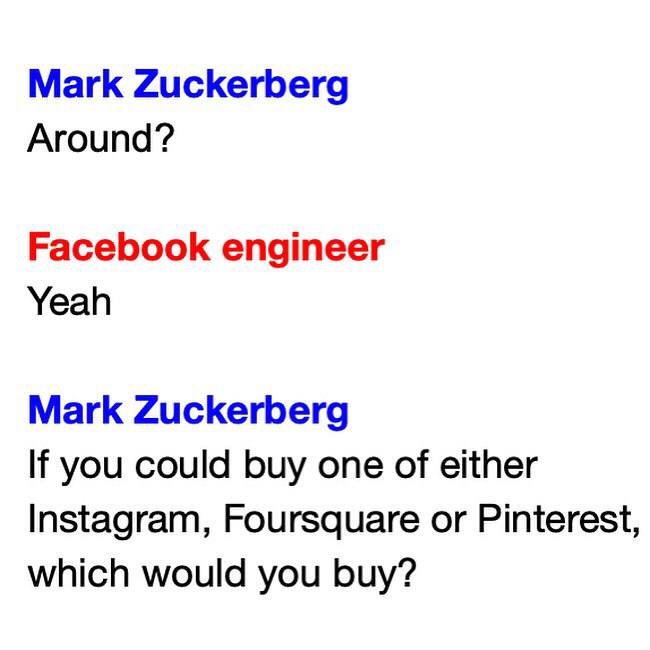 Цукерберг выбирал: Instagram, Foursquare или Pinterest