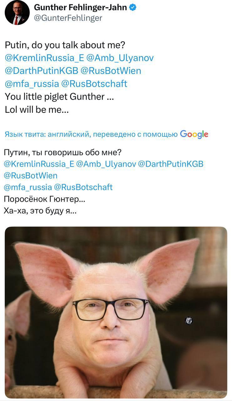 «Я и есть та самая свинья» написал про себя Гюнтер Фелингер