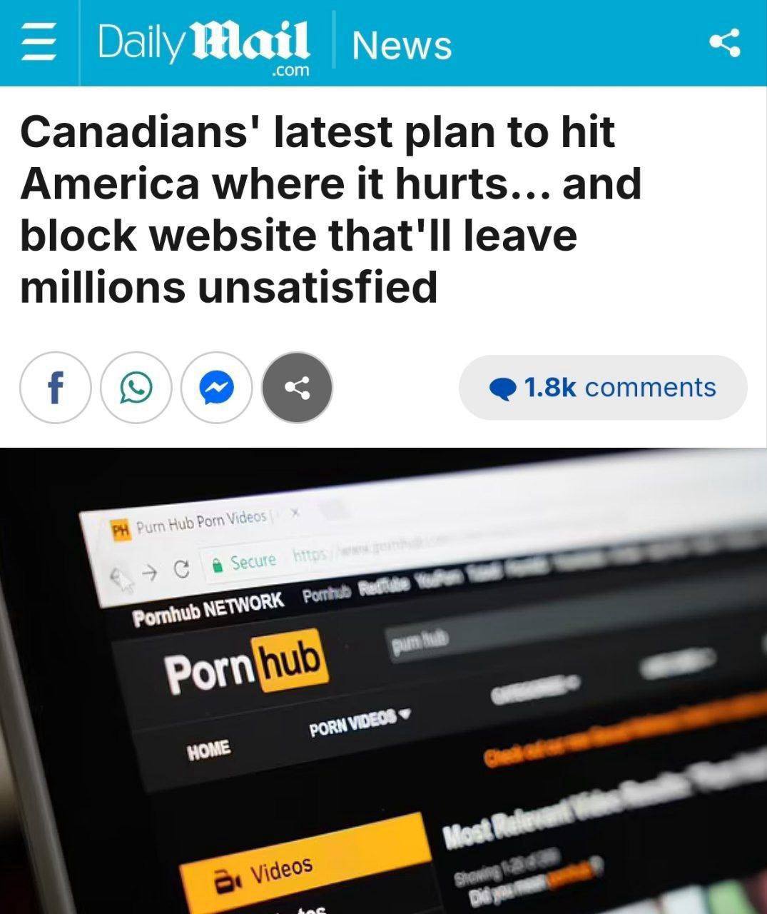 Канада угрожает США блокировкой Pornhub: шутка или реальная угроза?