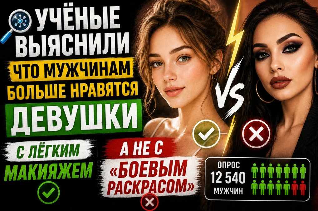 Учёные выяснили что мужчинам больше нравятся девушки с лёгким макияжем а не с «боевым раскрасом»
