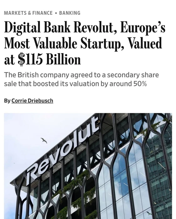 Revolut стал самым дорогим стартапом Европы