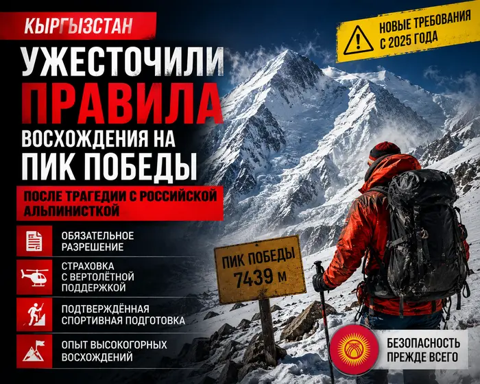🏔️ В Кыргызстане ужесточили правила восхождения на пик Победы после трагедии с российской альпинисткой
