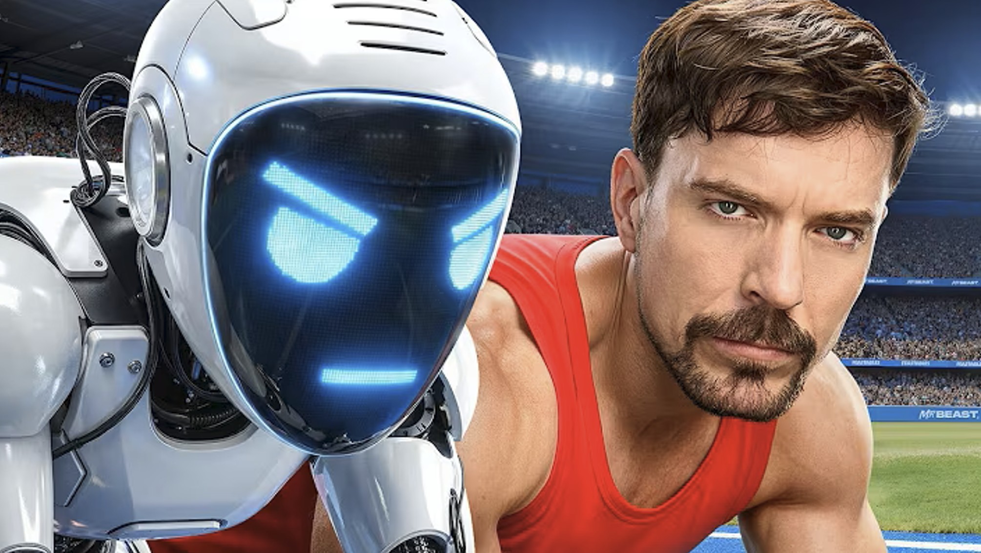 MrBeast устроил дуэль: самый быстрый человек против робота